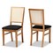 Baxton Studio Idris Mid-Century Black Fabric Upholstered and Oak brown Finished 2-Piece Rattan Dining Chair Set PR 199-2PC-12163-ZORO - alternate 6